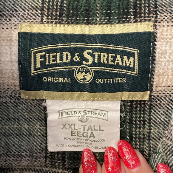 Field&Stream 1871 men’s 💯 cotton green plaid button down heavyweight shirt 🌞 - Picture 4 of 12